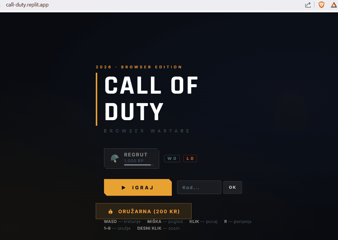 Snimka zaslona aplikacije Call of Duty – Replit