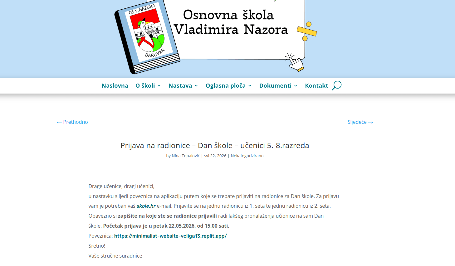 Galerija rada Prijave na radionice za Dan škole – predmetna nastava 3