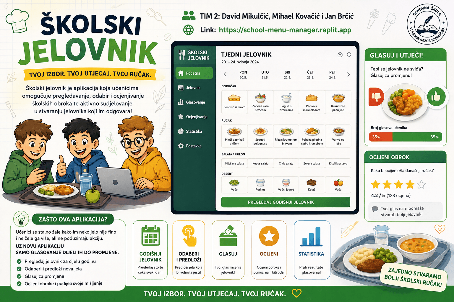 Snimka zaslona aplikacije Školski jelovnik