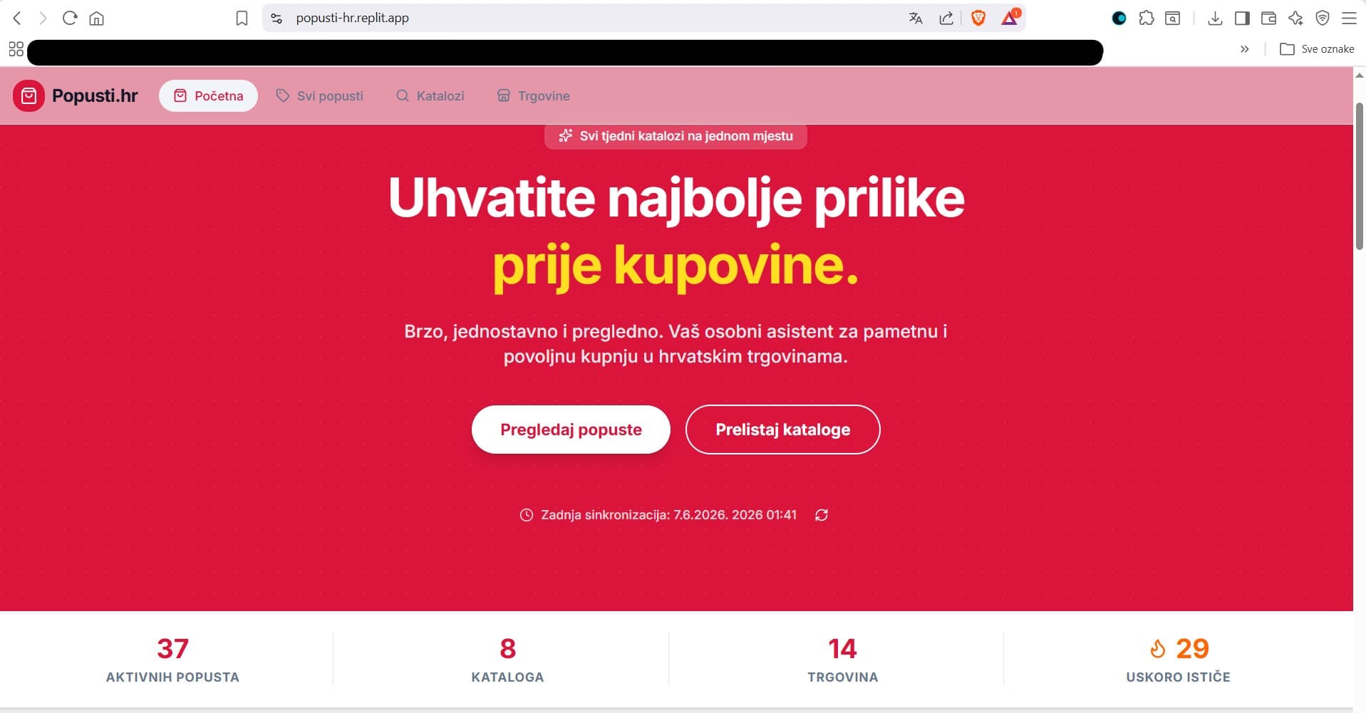 Snimka zaslona aplikacije Popusti HR