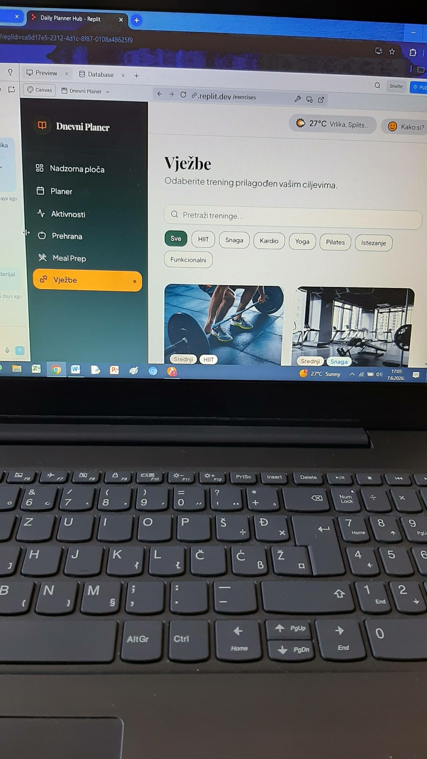 Snimka zaslona aplikacije Dnevni planer