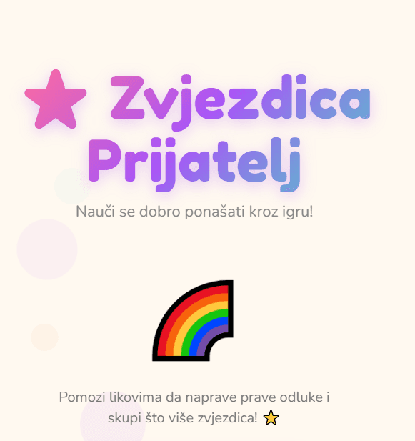 Snimka zaslona aplikacije Zvjezdica prijatelj