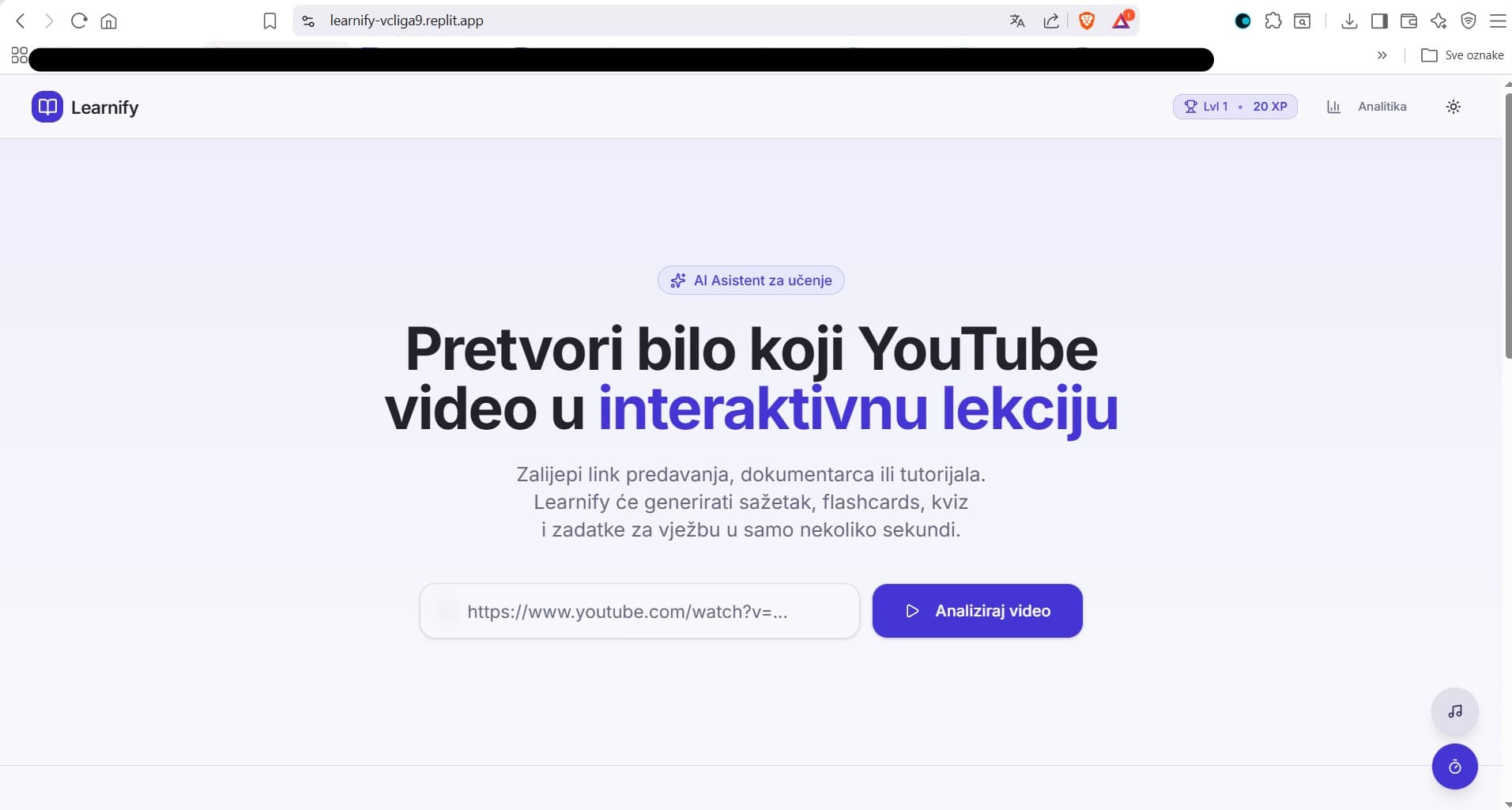 Snimka zaslona aplikacije Learnify